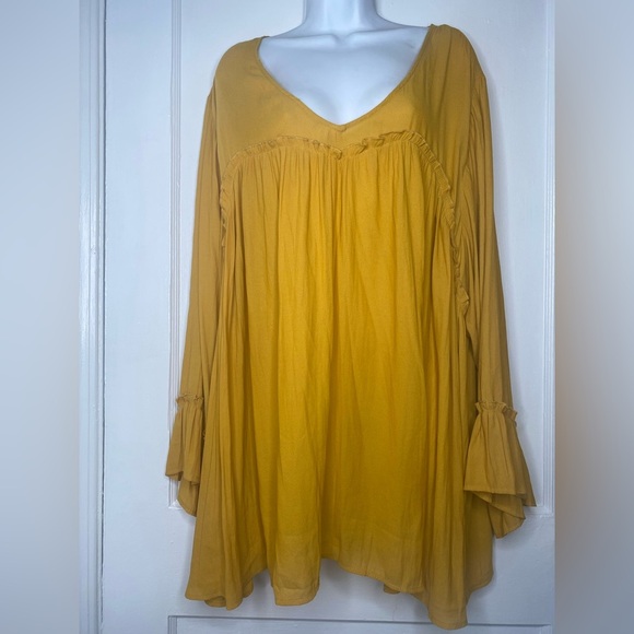 TORRID Flowy Mustard Yellow Blouse - Picture 1 of 6